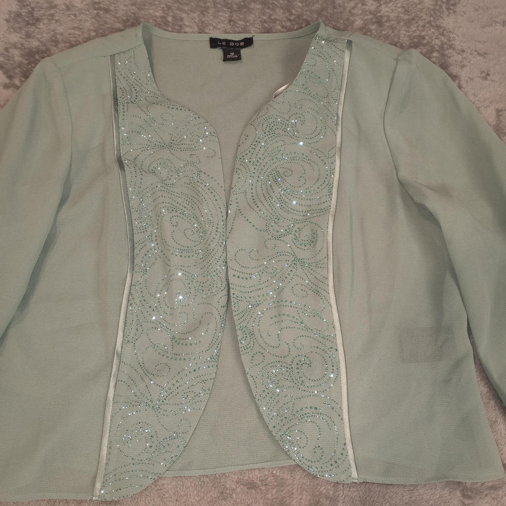 LE BOS Elegant Women's Light Green Dress Suit Size 10 - Picture 16 of 16